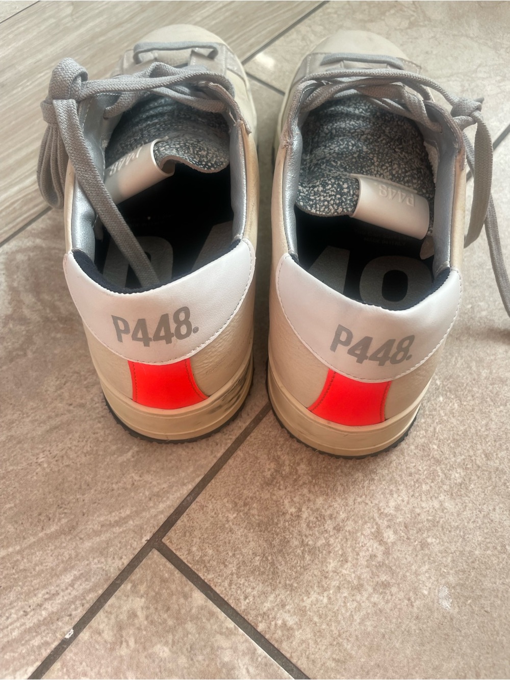 P448 Men's Metallic Silver and Black Lace-Up Sneakers